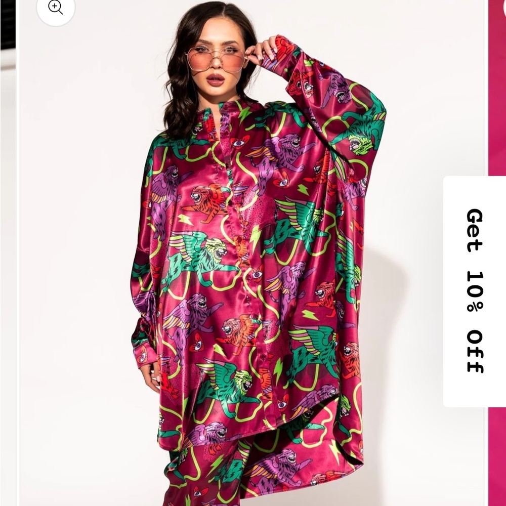 Dressed in Lala Satin Playsuit in Wild Whimsy Large Sold Out